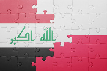 puzzle with the national flag of iraq and poland
