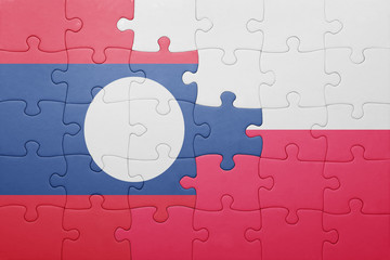 puzzle with the national flag of laos and poland