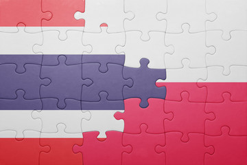 puzzle with the national flag of thailand and poland