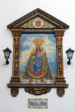 Religious picture on church wall, Vejer de la Frontera