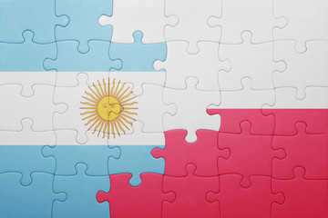 puzzle with the national flag of argentina and poland