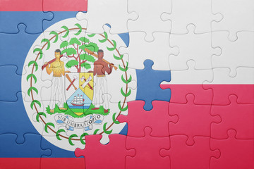 puzzle with the national flag of belize and poland
