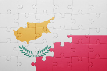 puzzle with the national flag of cyprus and poland