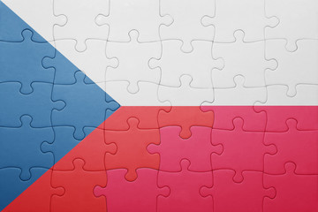 puzzle with the national flag of czech republic and poland