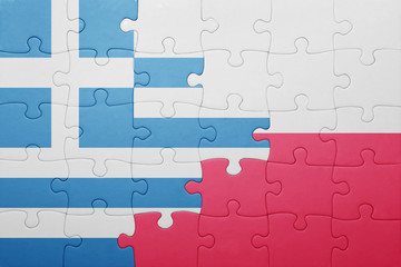 puzzle with the national flag of greece and poland