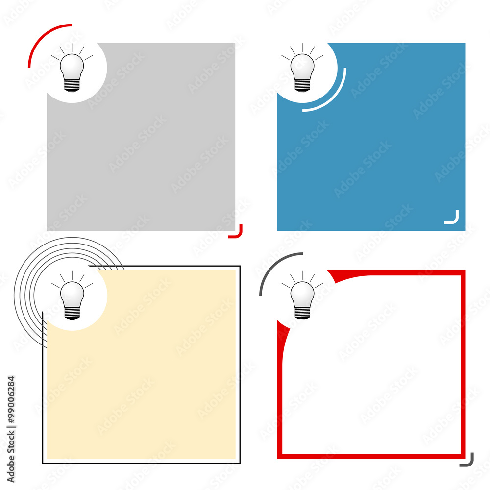 Poster Four different text frames for your text and bulb icon