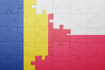 puzzle with the national flag of romania and poland