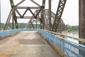 Old bridge near Saint Louis on Mississippi river