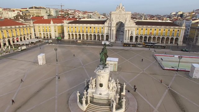 Aerial View of Commerce Square - Praca do Comercio - in Lisbon, Portugal