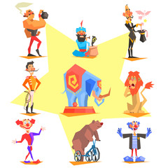 Obraz na płótnie Canvas Circus collection with carnival, fun fair, vector icons 