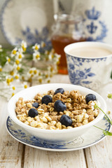 Granola with blueberry and honey