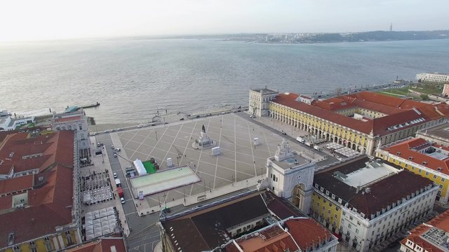 Aerial View of Commerce Square - Praca do Comercio - in Lisbon, Portugal