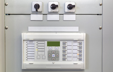 Electrical control panel with electronic devices in modern electrical substation