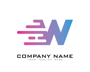 Letter W Modern Fast Motion Effect Logo
