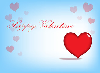 vector design of big red heart with valentine card background