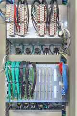 Industrial electrical panel with electronic devices for relay protection and process controlling...
