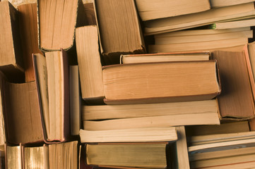 a lot of books view from above