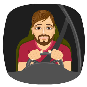 sleepy male driver dozing off while driving