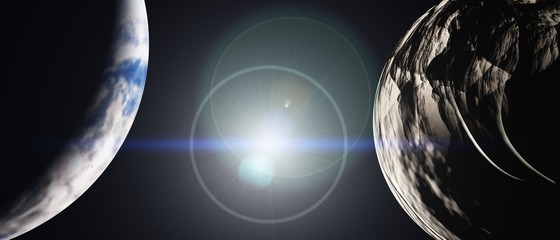 meteors and earth in space