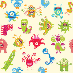 Funny monsters. Seamless ornament