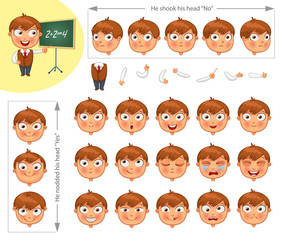 Schoolboy. Parts of body template for design work and animation