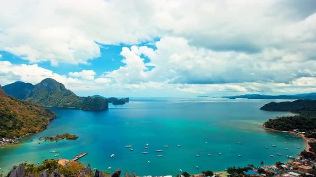 El Nido lagoon at day time. Timelapse. reprocessed 4K version.