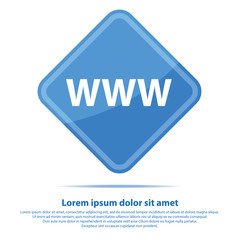 WWW icon on blue plate