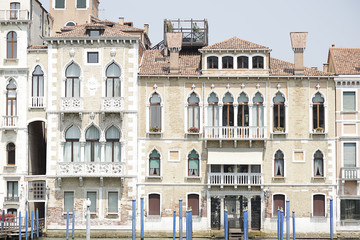 Fototapeta na wymiar View of different palaces along the Grand Canal in Venice, Italy