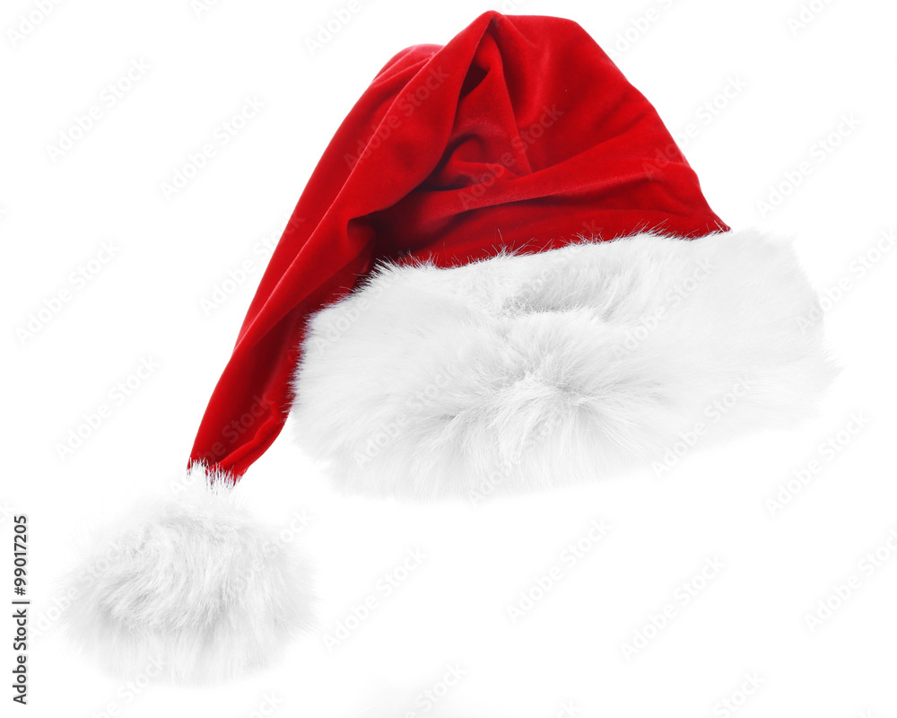 Wall mural santa claus red hat isolated on white background, close up - Wall murals