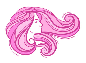abstract beautiful young girl with long hair. vector illustration