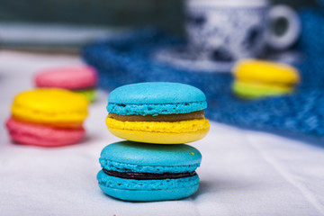 Sweet and colourful french macaroons