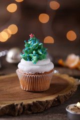 Christmas cupcake, closeup