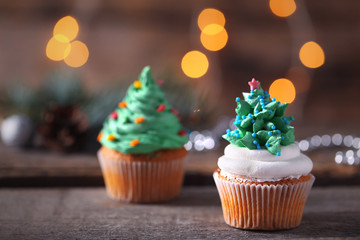 Christmas cupcakes, closeup