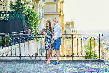 Young romantic couple having a date in Paris, France