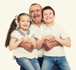 Grandfather and grandchildren portrait