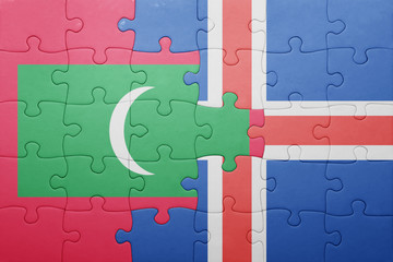 puzzle with the national flag of maldives and iceland