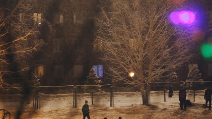 evening soccer practice in the winter outdoors. men. - Powered by Adobe