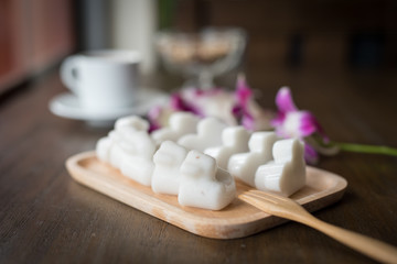 coconut jelly on the wood desk coffee shop