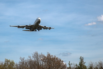 Aircraft on landing approach Frankfurt airport
