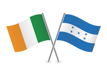 Ireland and Honduras flags. Vector illustration.