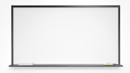 White blackboard on white background