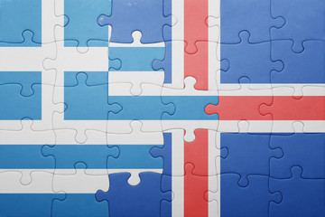 Fototapeta premium puzzle with the national flag of greece and iceland