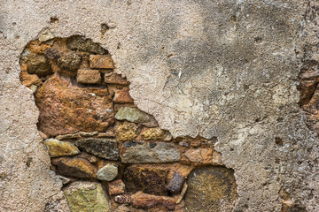 Fundo de parede antiga com pedras e tijolos.