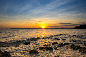 Fototapeta na wymiar Andaman sea on sunset