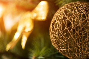 knitted sphere on new year tree