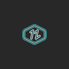 Letter N logo mockup monogram, thin line design element minimal style hipster border frame, geometric shape