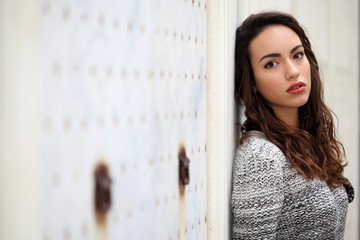 Beautyful girl in urban background