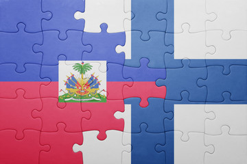 puzzle with the national flag of haiti and finland