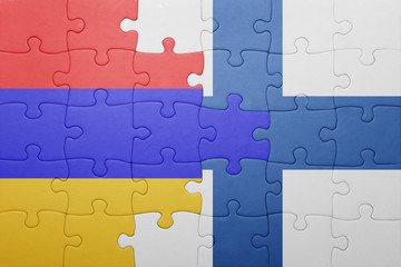 puzzle with the national flag of armenia and finland