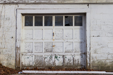 old traditional  car garage door